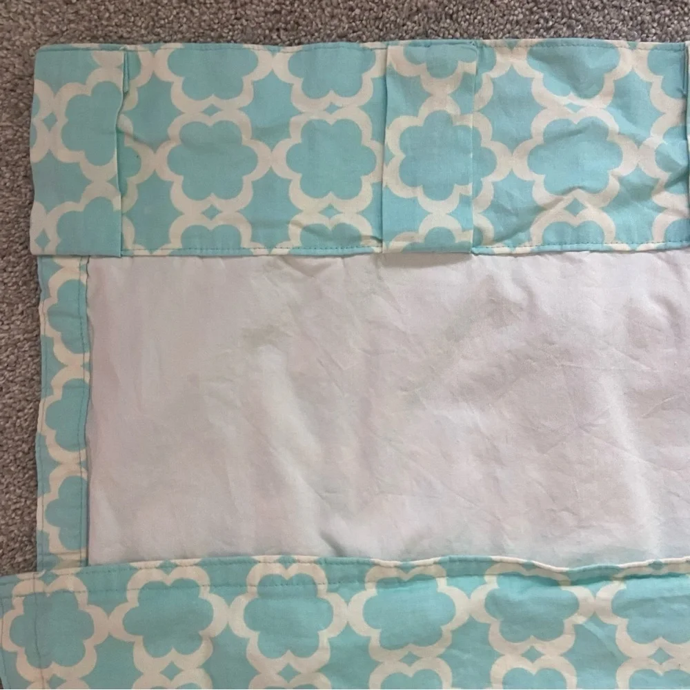 Donna Lee Design Studio Lattice Pocket Rod Curtains 100% Cotton Tiffany Blue